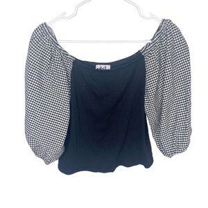 W by Who where what when wear smocked gingham top size XS